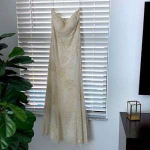 Strapless beaded gown with Matching Shawl.